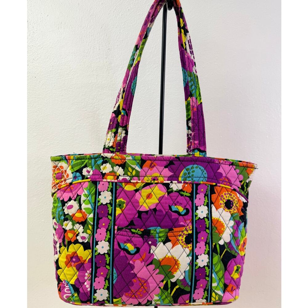 Vera Bradley Flower Shower Quilted Tote Bag Retired Floral Purple NWOT